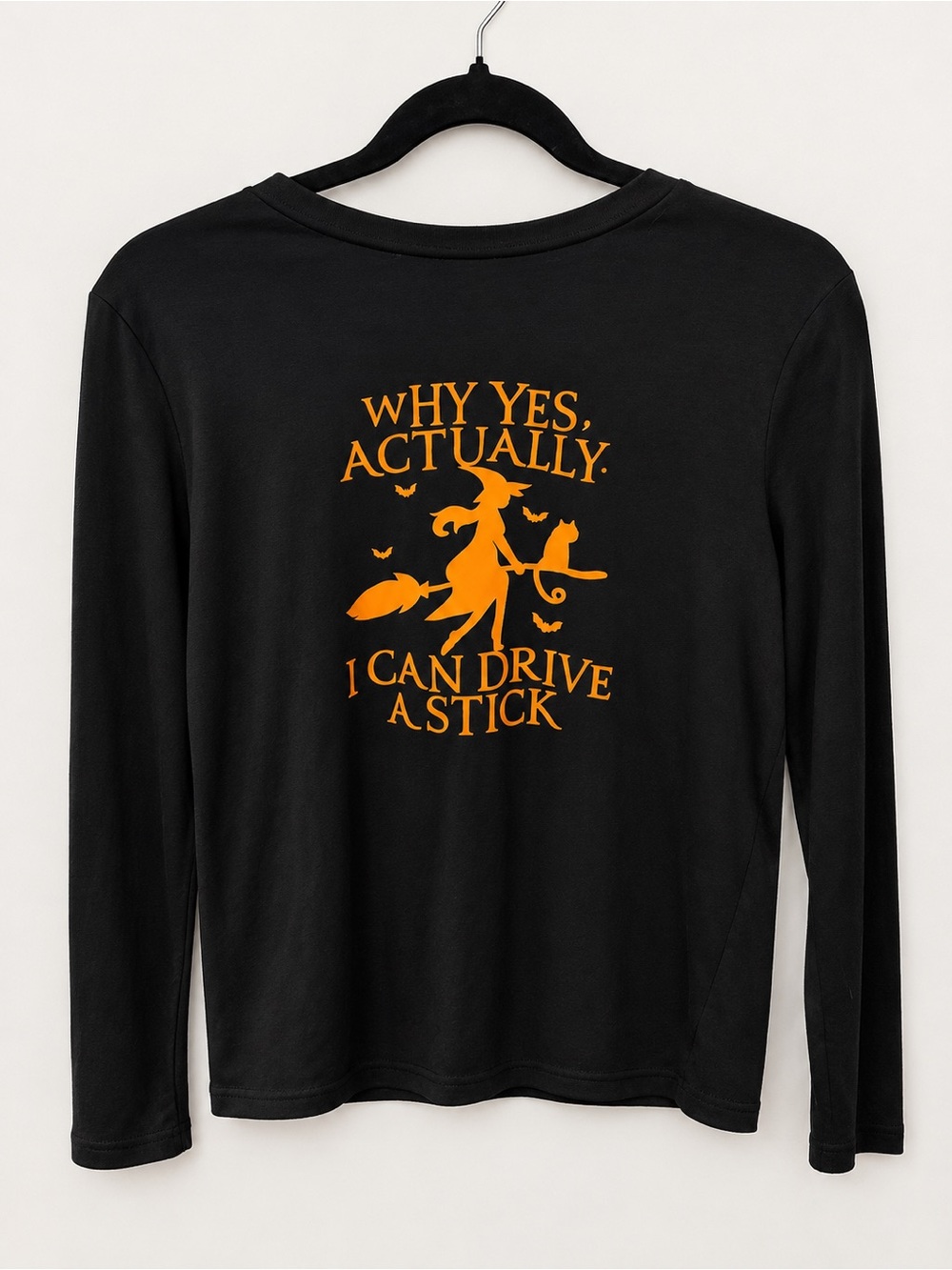 NORACORA Women’s Halloween Witch Long Sleeve Shirt Black Orange S NWT